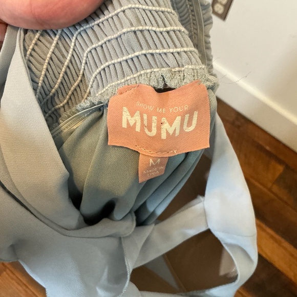 Show Me Your Mumu Blue Chiffon Maxi Dress Size Medium Made in USA - Picture 10 of 11